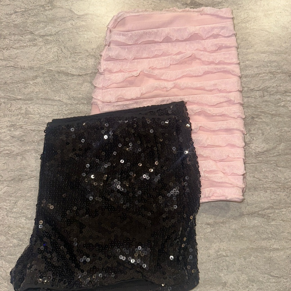 Pink Ruffle Shorts/ Black Sequin Shorts